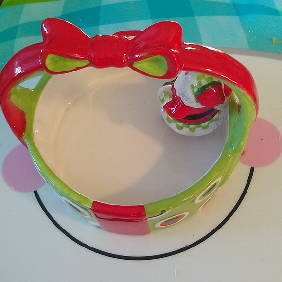 SANTA CANDY DISH FITZ & FLOYD CERAMIC 5 X 5 INCHES - Picture 7 of 10